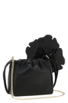 the pouch pinko flower is made of soft black sheep nappa leather