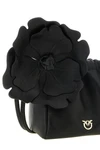 the pouch pinko flower is made of soft black sheep nappa leather