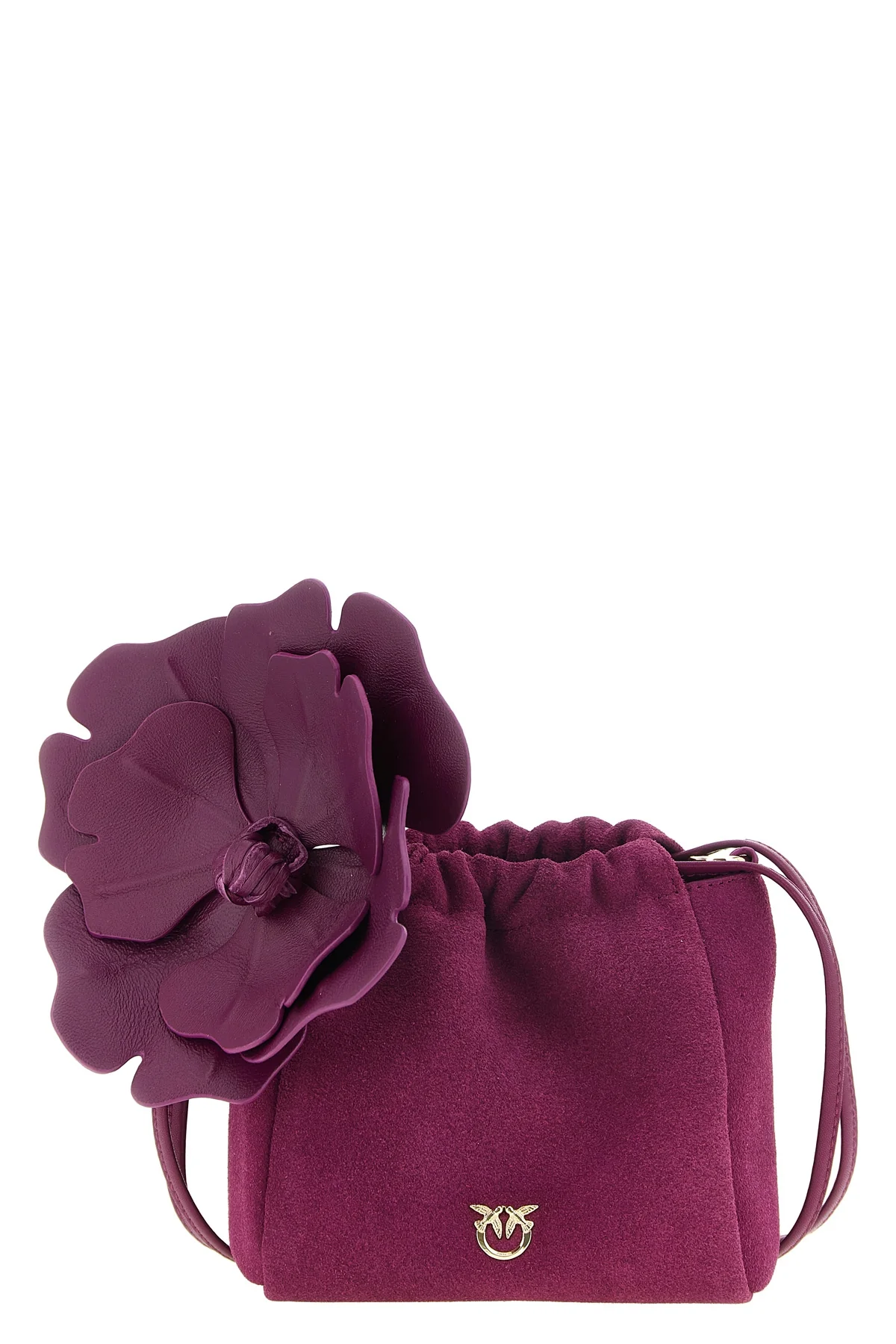 the pinko flower pouch defines a destructured bucket silhouette