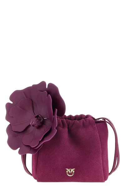 the pinko flower pouch defines a destructured bucket silhouette