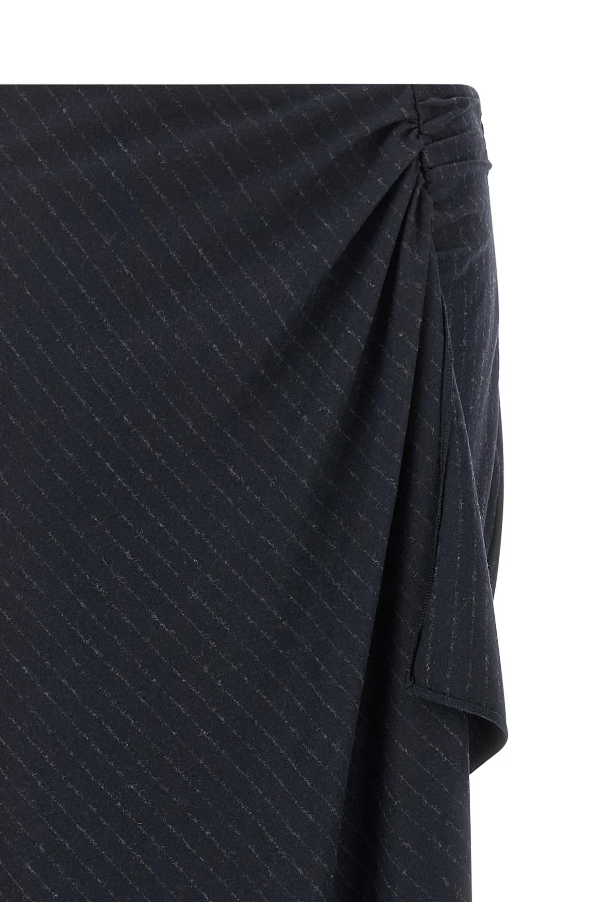 the long pinko capena skirt redefines the codes of tailoring through an asymme