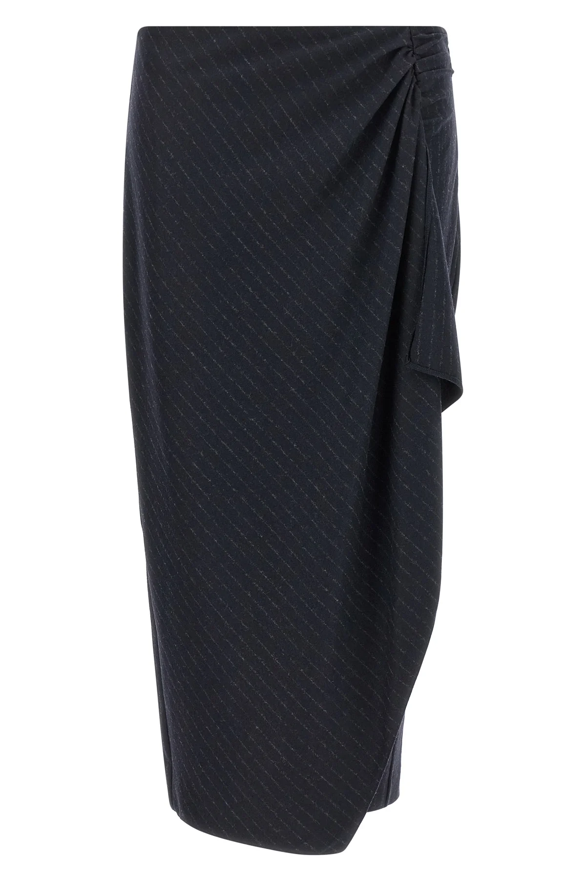 the long pinko capena skirt redefines the codes of tailoring through an asymme