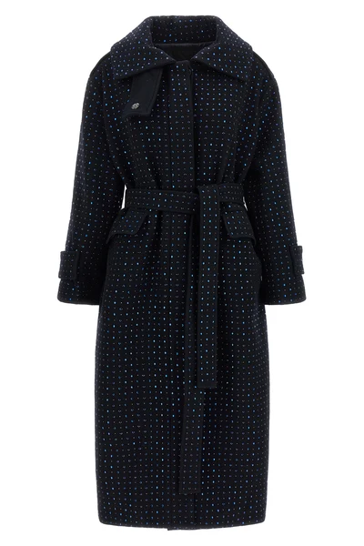 the long pinko peugeot coat redefines the codes of outerwear through a rigorou