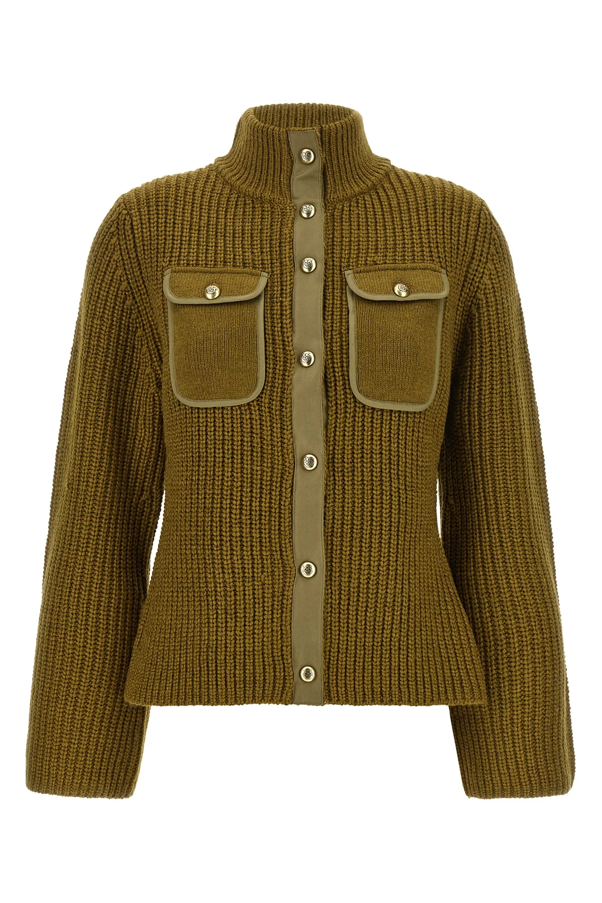 PINKO S the pinko pispiglio cardigan in olive green wool blend stands out for its half