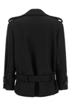 the pinko tornado short coat redefines the codes of outerwear through a rigorous