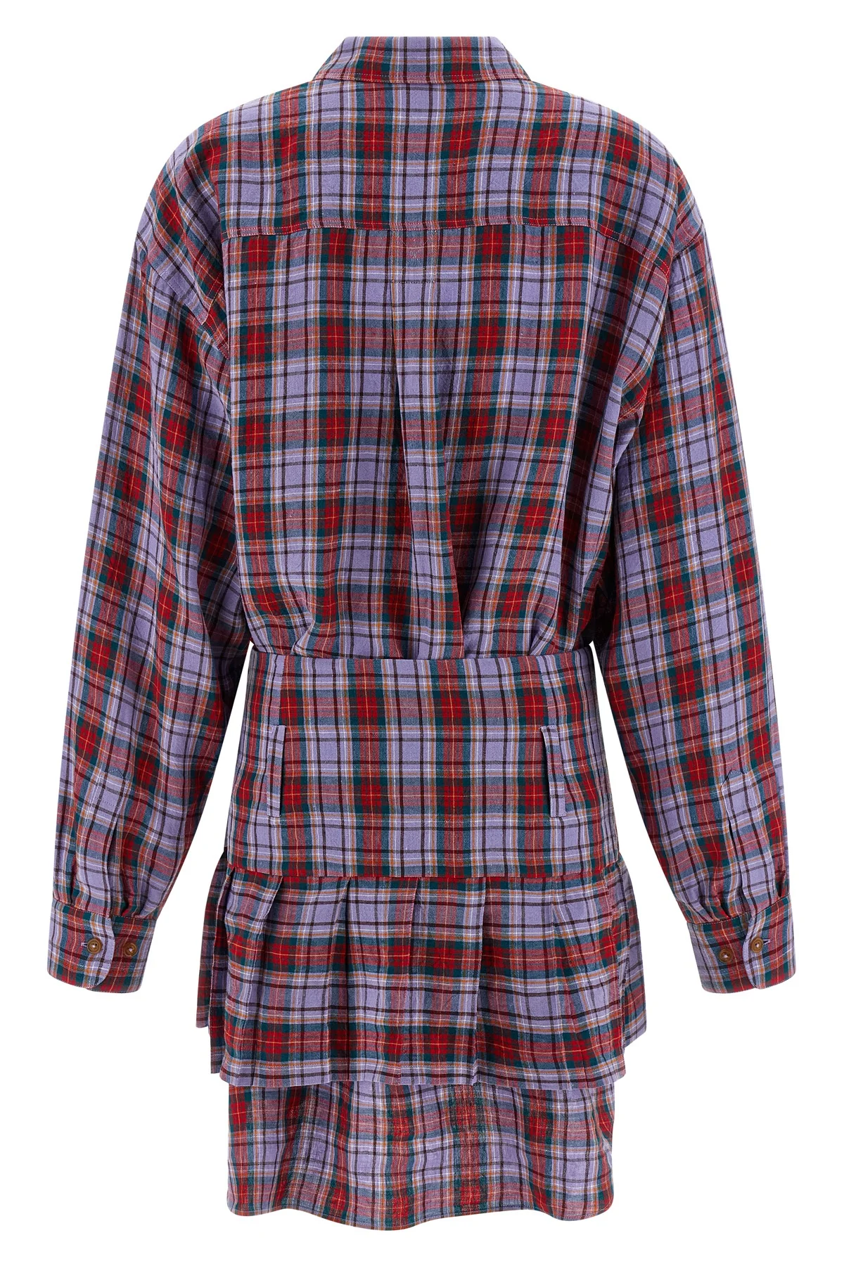 marta mini dress in check print linen