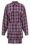 marta mini dress in check print linen