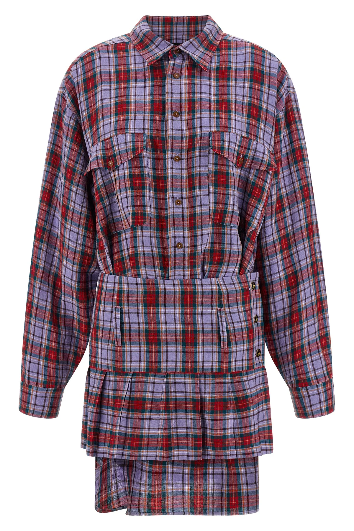 marta mini dress in check print linen