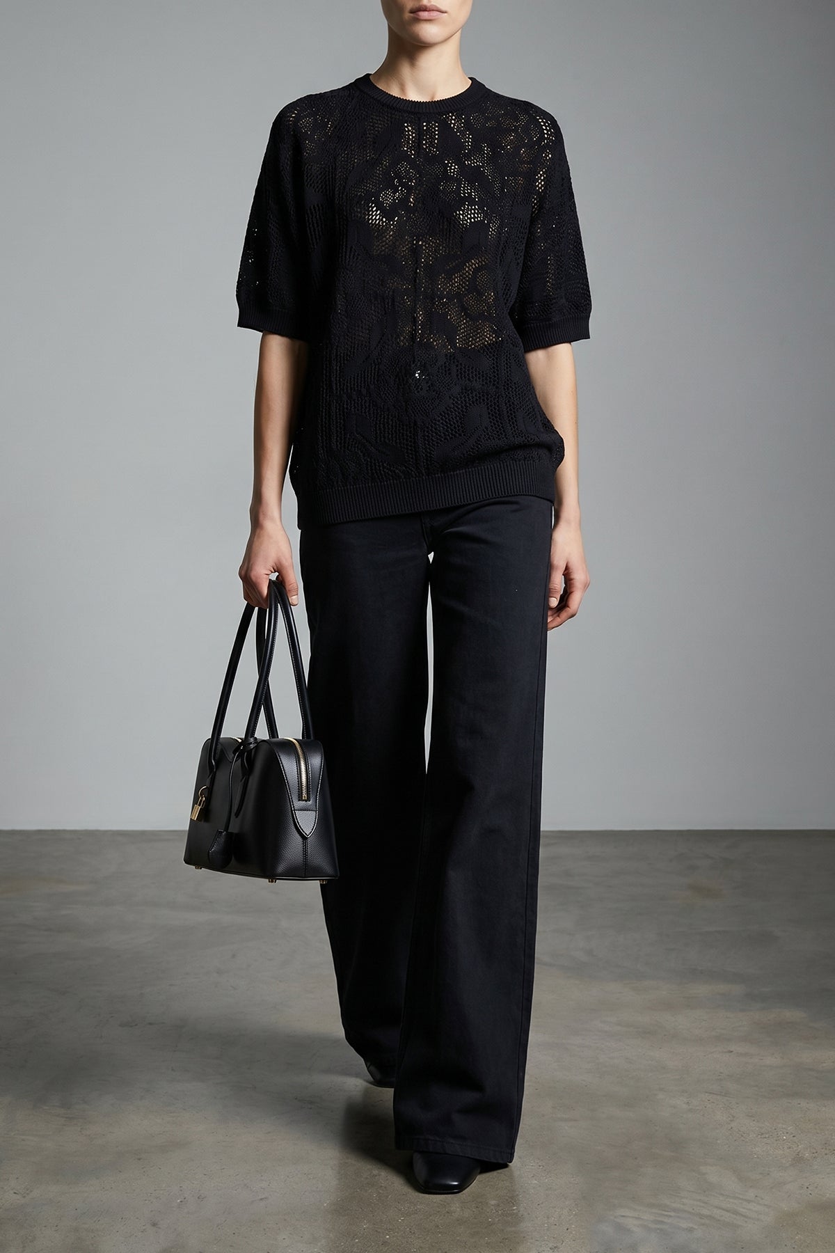 NUDE L knitted openwork cotton sweater