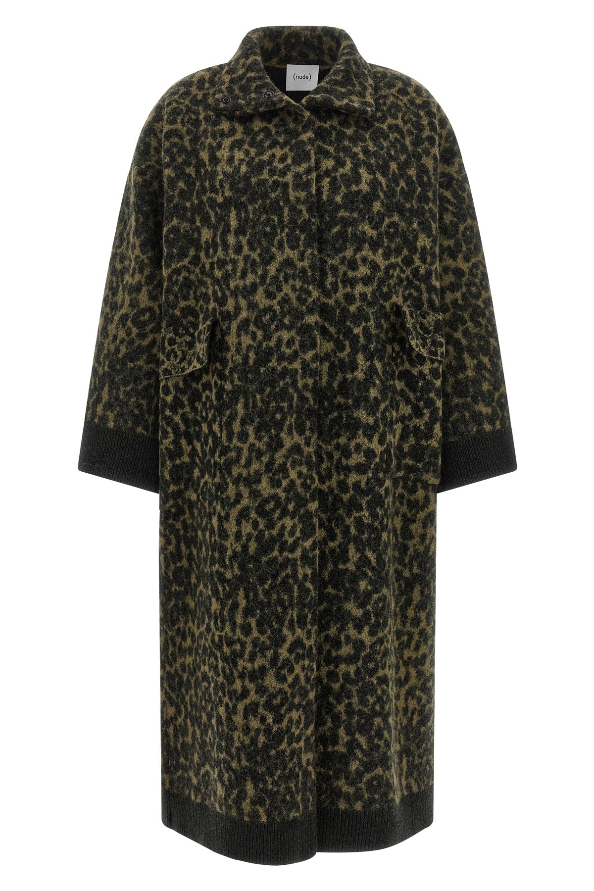 NUDE M long coat in animal print wool blend