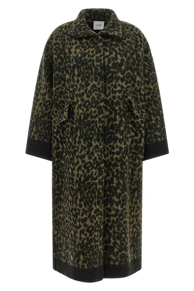 long coat in animal print wool blend