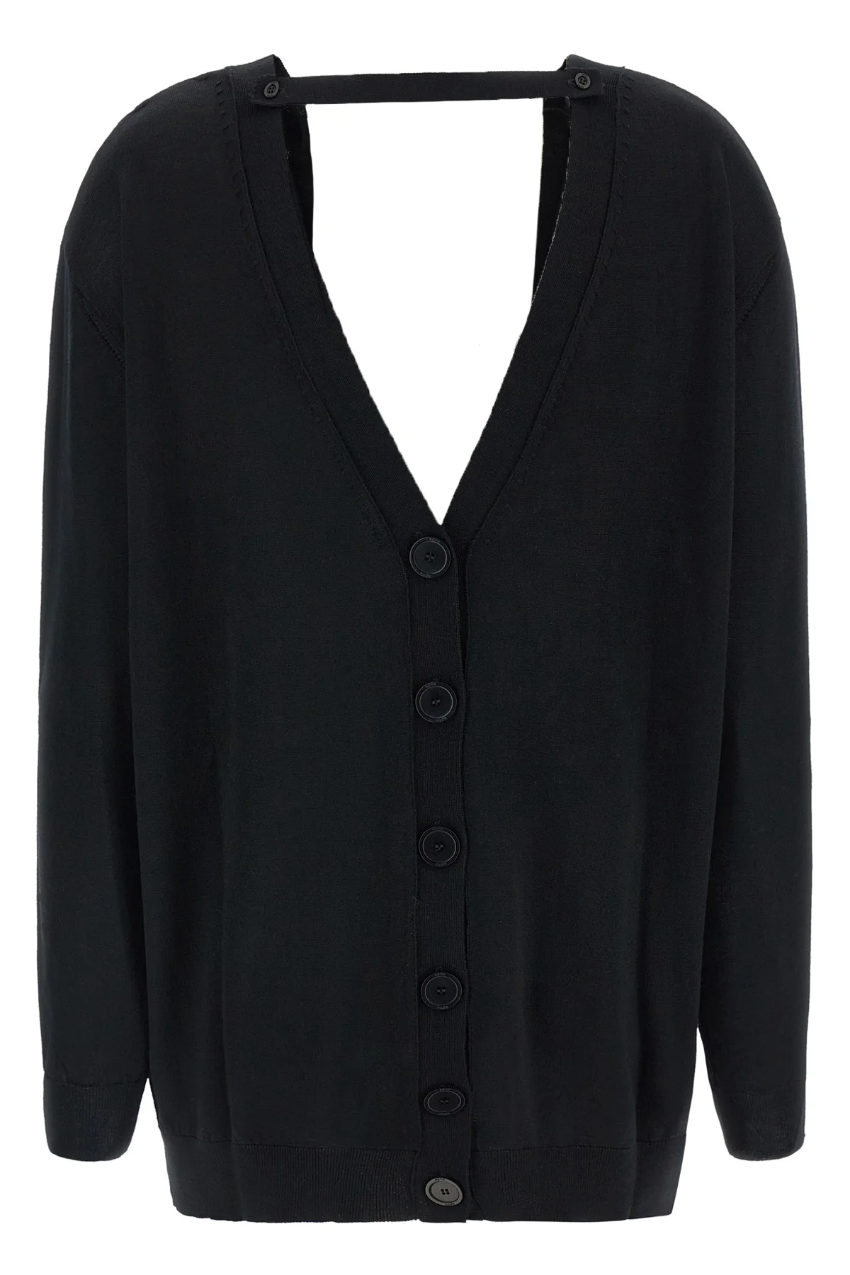 the pure wool cardigan nude redefines the codes of knitwear through a fluid and