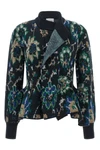 the jacquard knit nude cardigan is distinguished by a sartorial construction