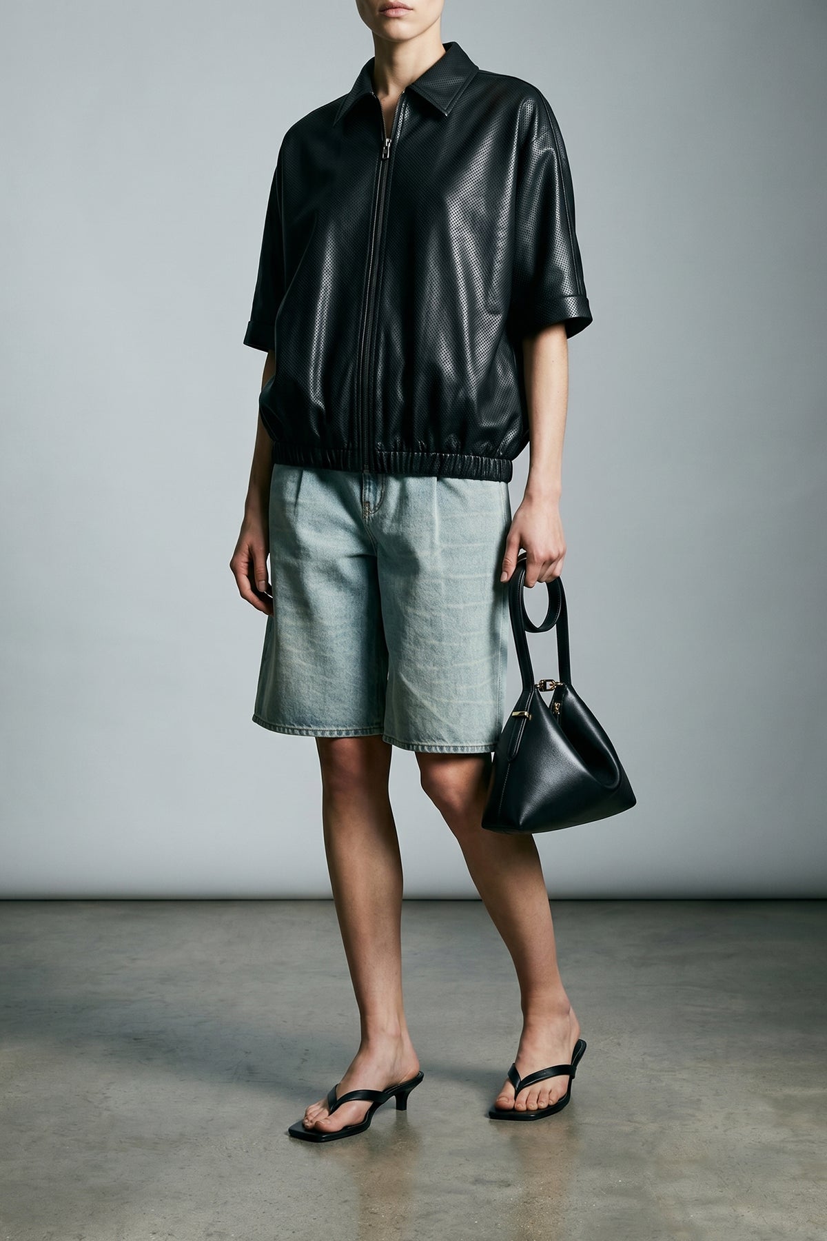 NUDE 46 kate stone washed cotton denim bermuda shorts