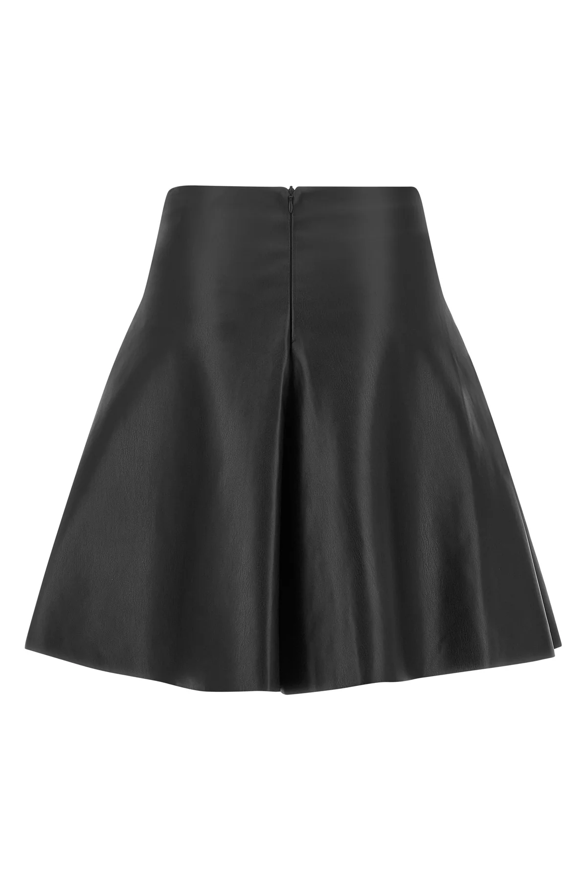 the nude mini skirt defines a flared silhouette