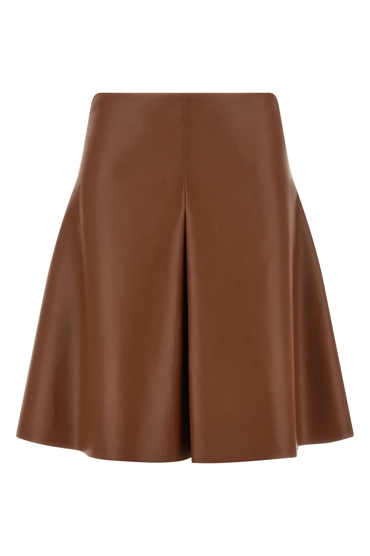 the nude mini skirt defines a flared silhouette