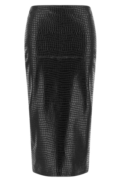 the midi skirt nude defines the silhouette through a rigorous sheath constructio