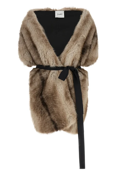 the nude stole in beige eco-fur redefines the concept of accessory outerwear