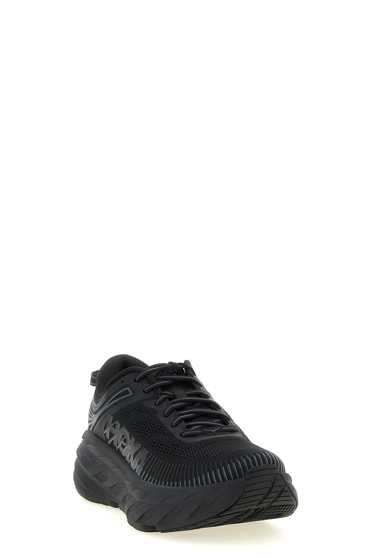 black multimaterial mesh leather inserts running sole