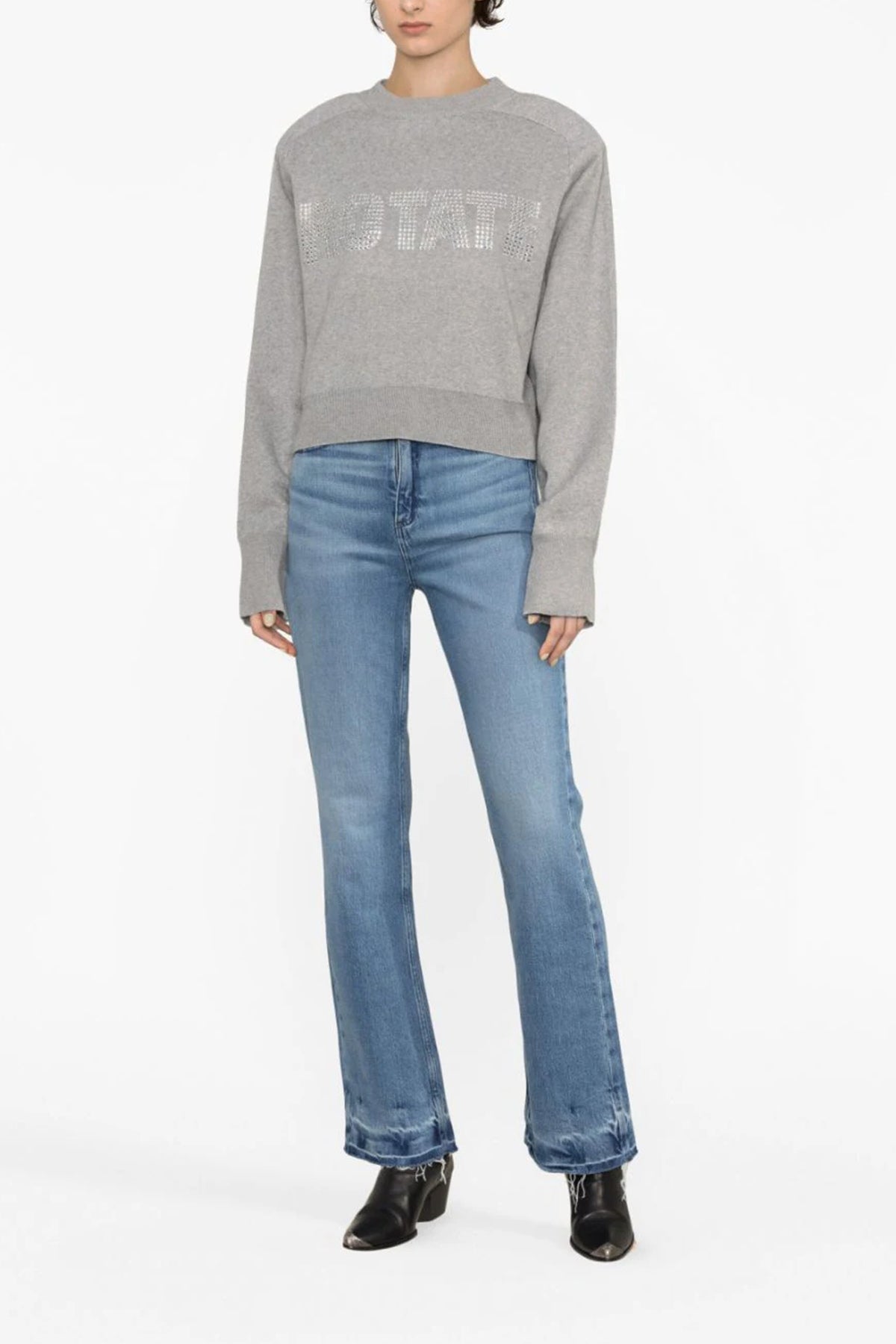 ROTATE BIRGER CHRISTENSEN 34 maglione firm knit cropped in cotone e cashmere