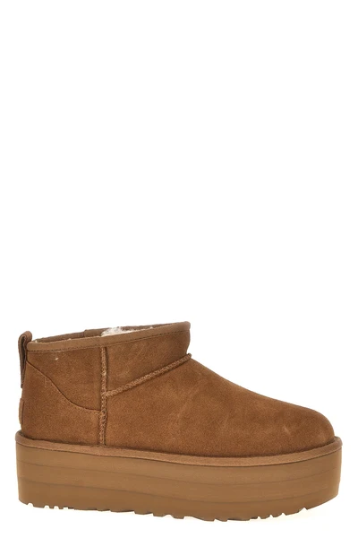 classic ultra mini platform ankle boot in suede