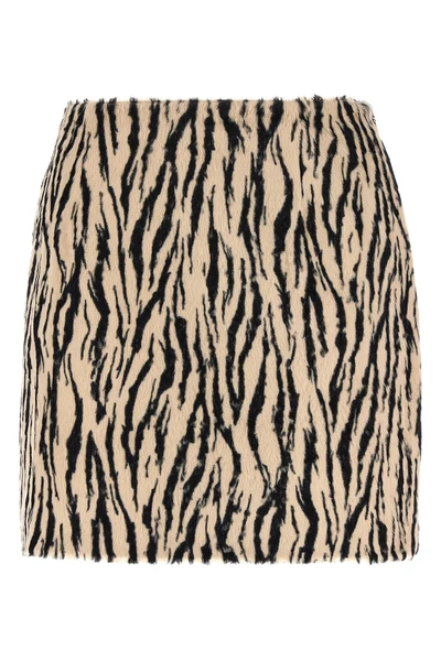 printed faux fur miniskirt in fur-effect fabric