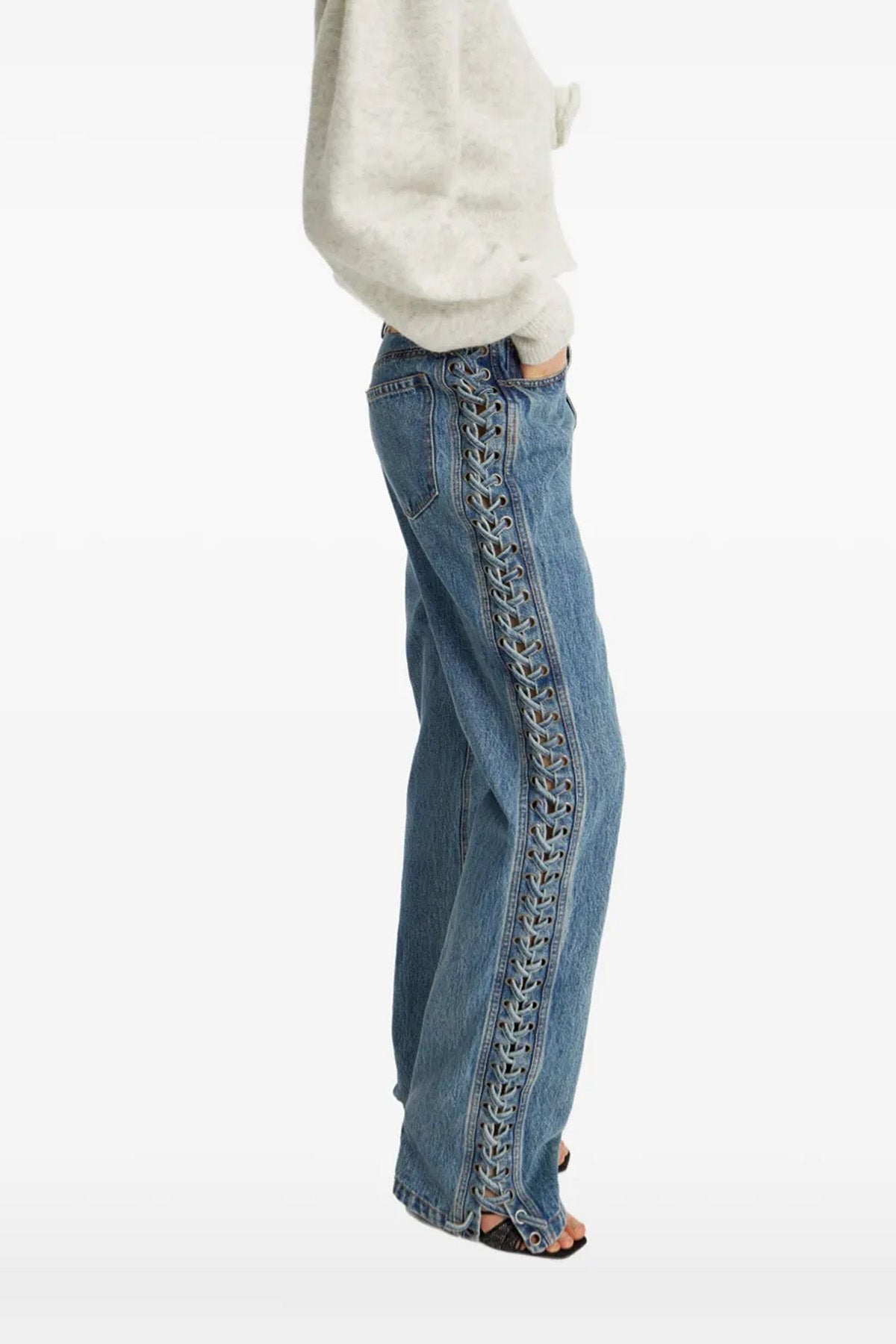 ROTATE BIRGER CHRISTENSEN 25 laced straight leg cotton denim jeans