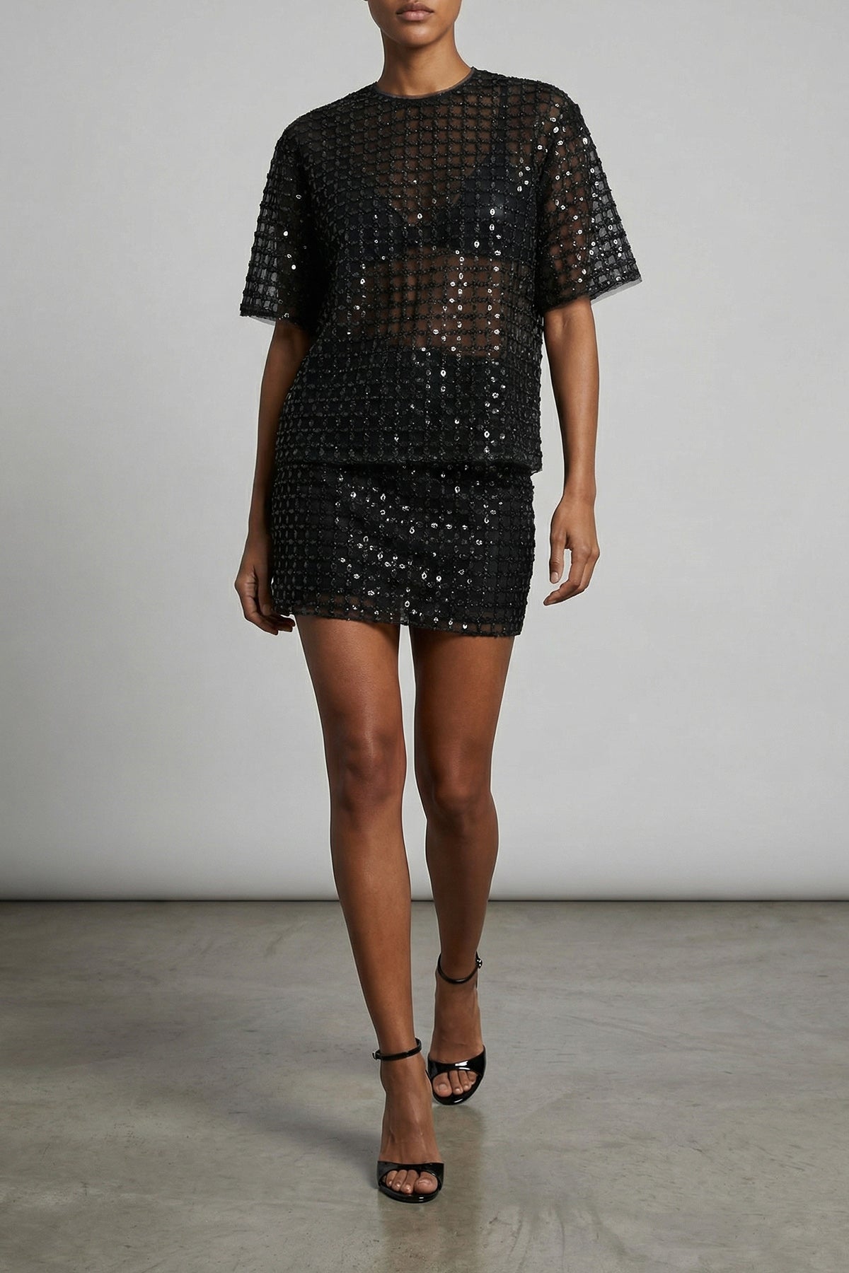 beaded oversize tulle evening top embroidered