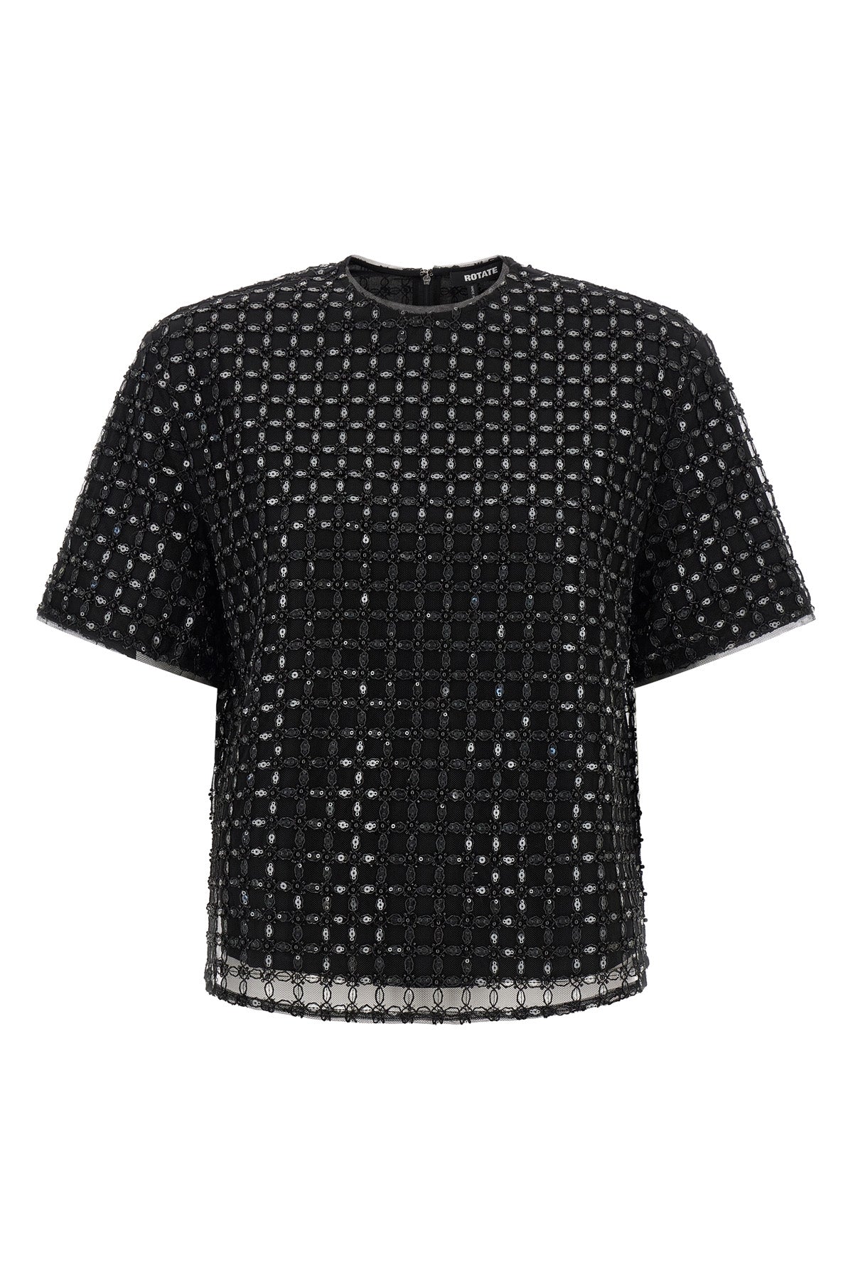 ROTATE BIRGER CHRISTENSEN 34 beaded oversize tulle evening top embroidered