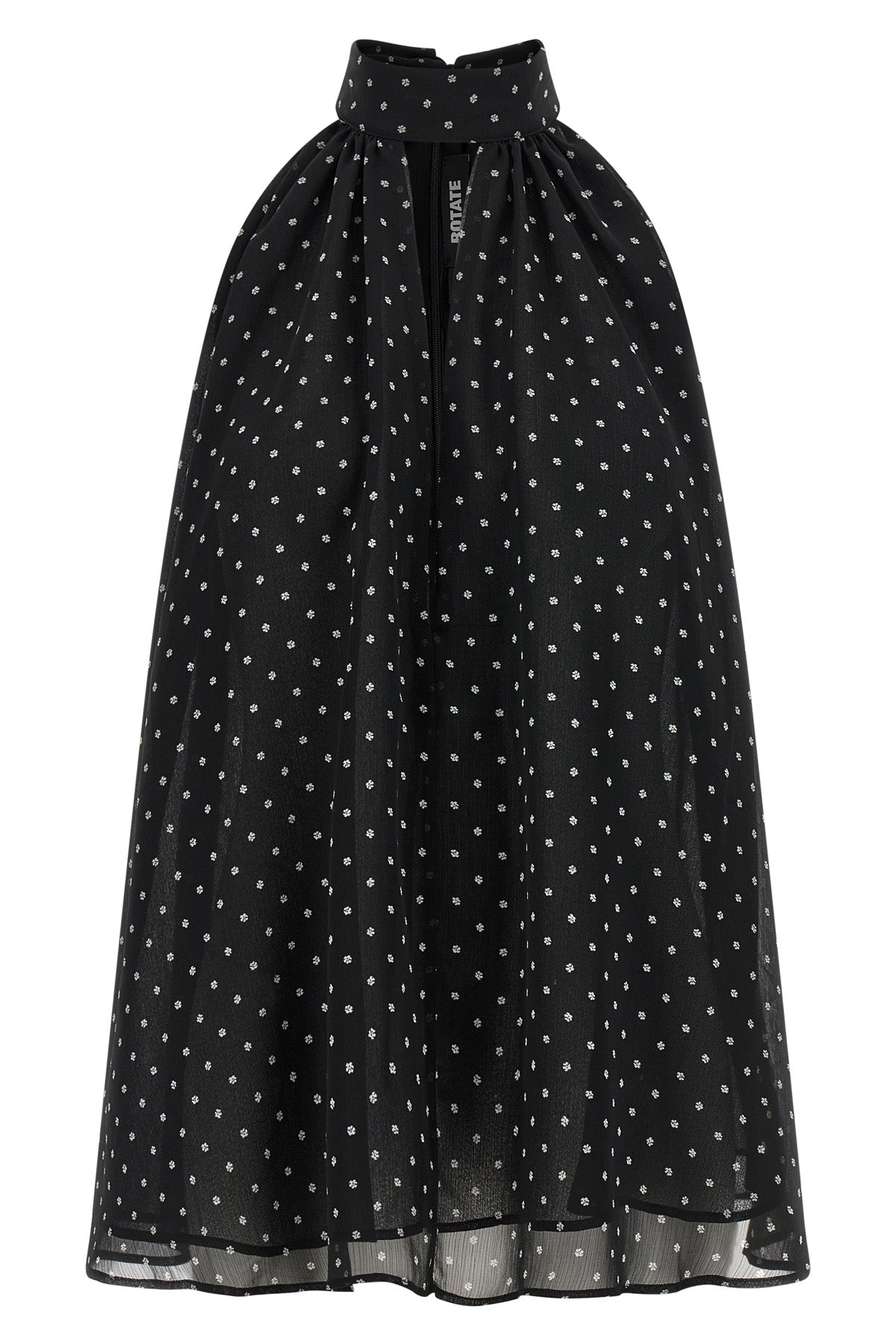 ROTATE BIRGER CHRISTENSEN 34 halterneck bow top in semi-transparent multi-layer fabric