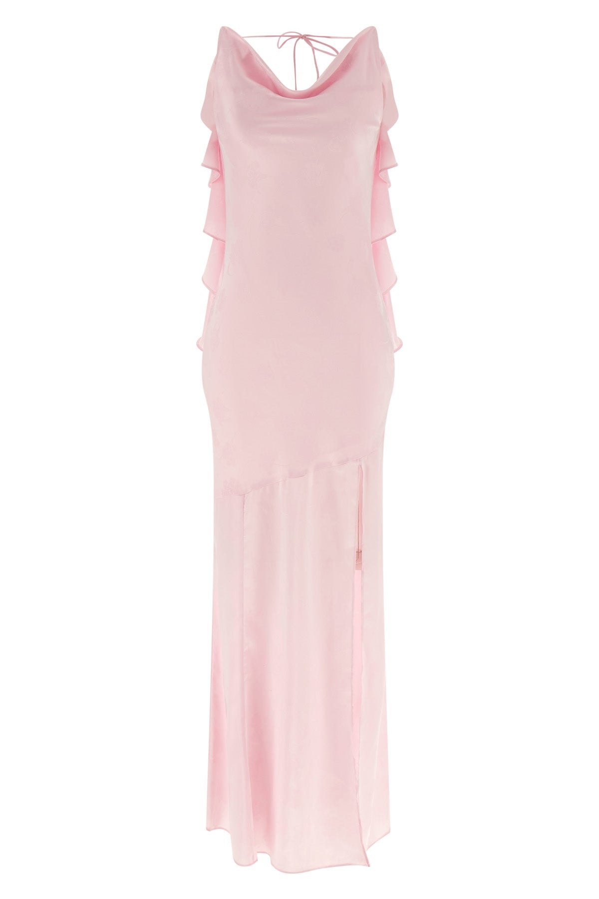 ROTATE BIRGER CHRISTENSEN 34 long maxi waterfall sleeveless dress in silk-effect fabric