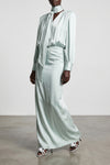 ruched long satin dress