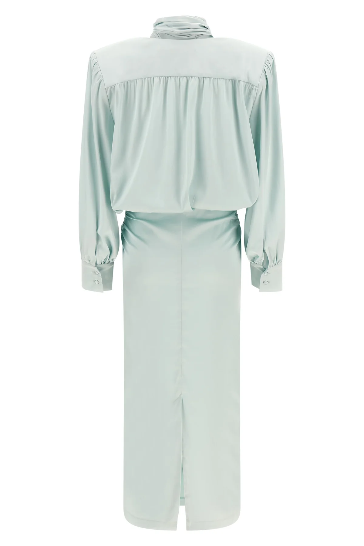ruched long satin dress