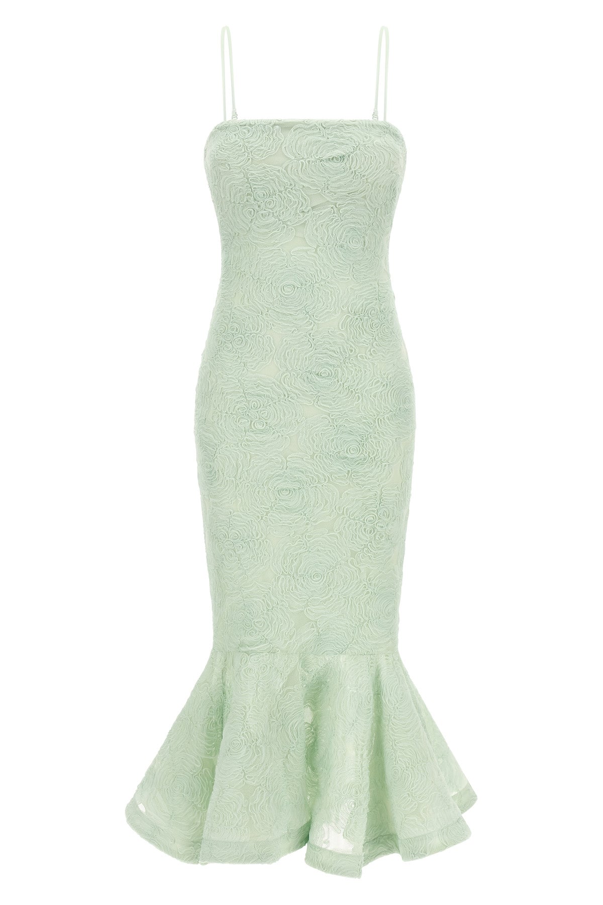 ROTATE BIRGER CHRISTENSEN 34 flower mesh flounce semi-transparent mesh midi dress