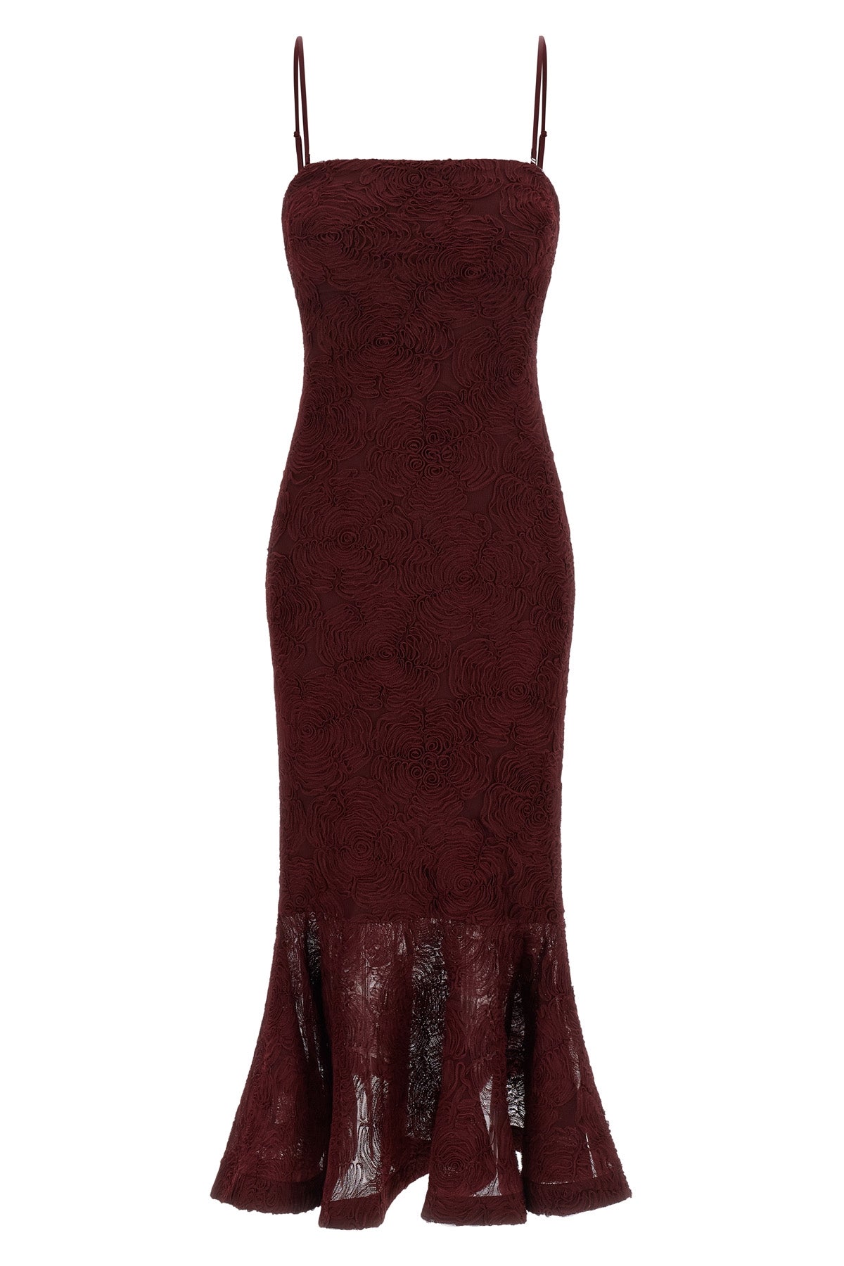 ROTATE BIRGER CHRISTENSEN 34 flower mesh flounce semi-transparent mesh midi dress