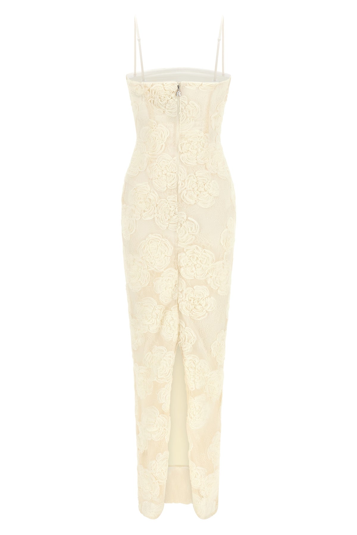 ROTATE BIRGER CHRISTENSEN 34 long flower mesh tube dress in semi-transparent mesh