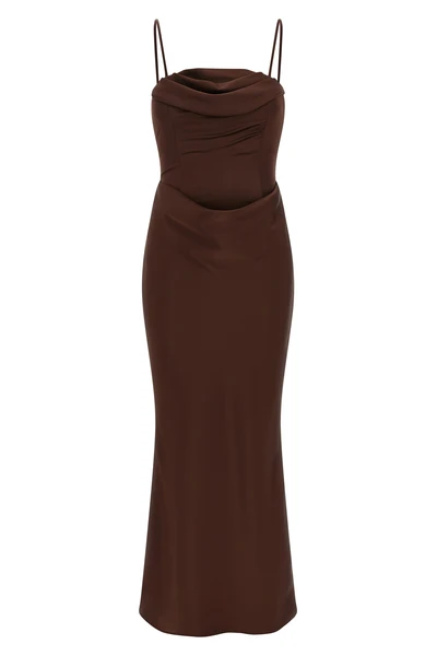 corsage long satin dress