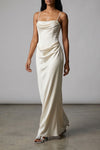 corsage long satin dress