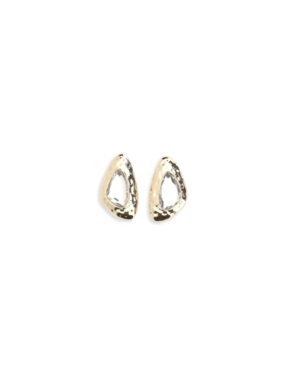 golden hammered crystal earrings