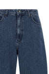 draped barrel leg cotton denim jeans
