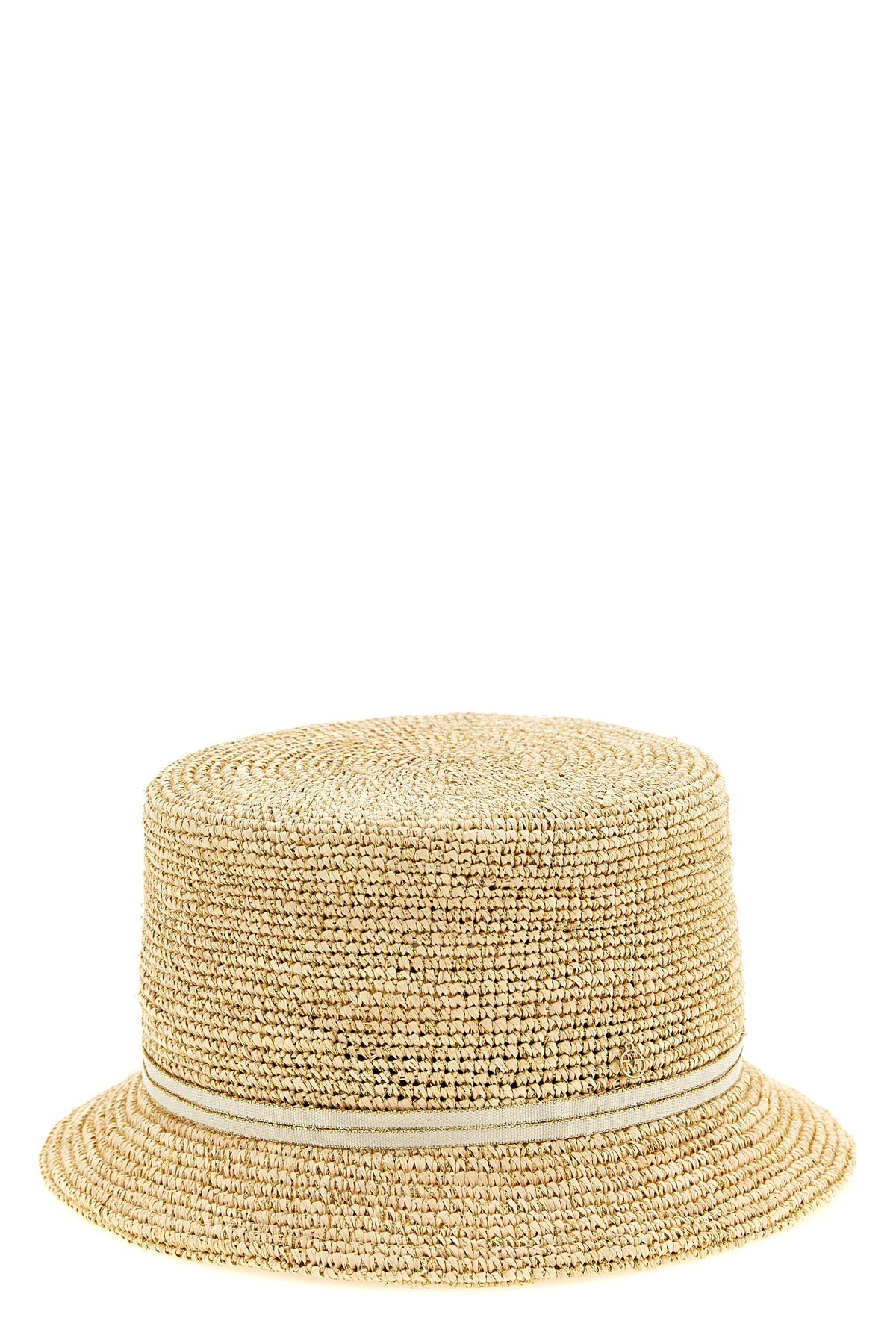MAISON MICHEL M lila hat in natural straw woven