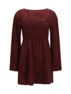 long-sleeve satin mini dress
