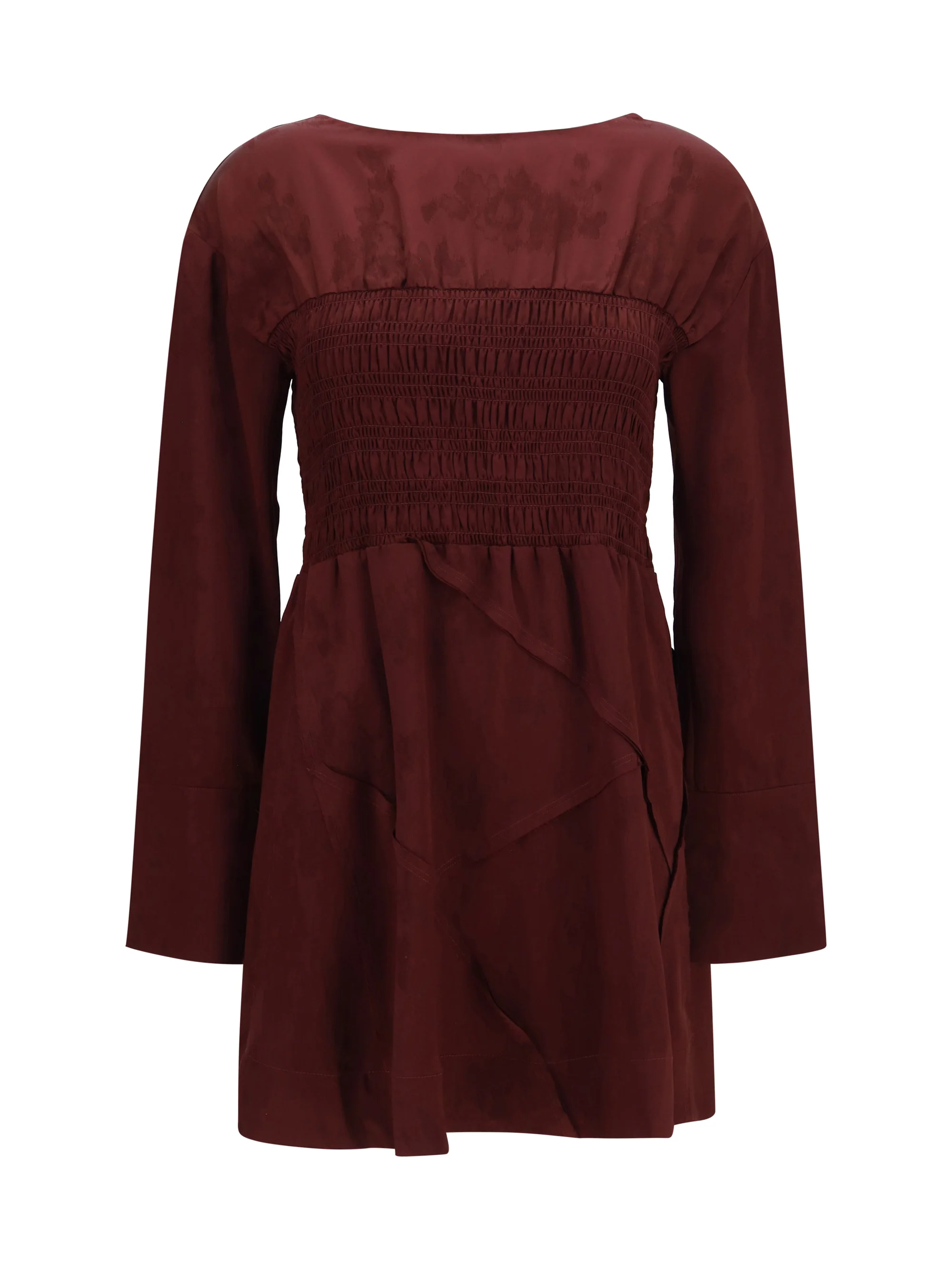 long-sleeve satin mini dress