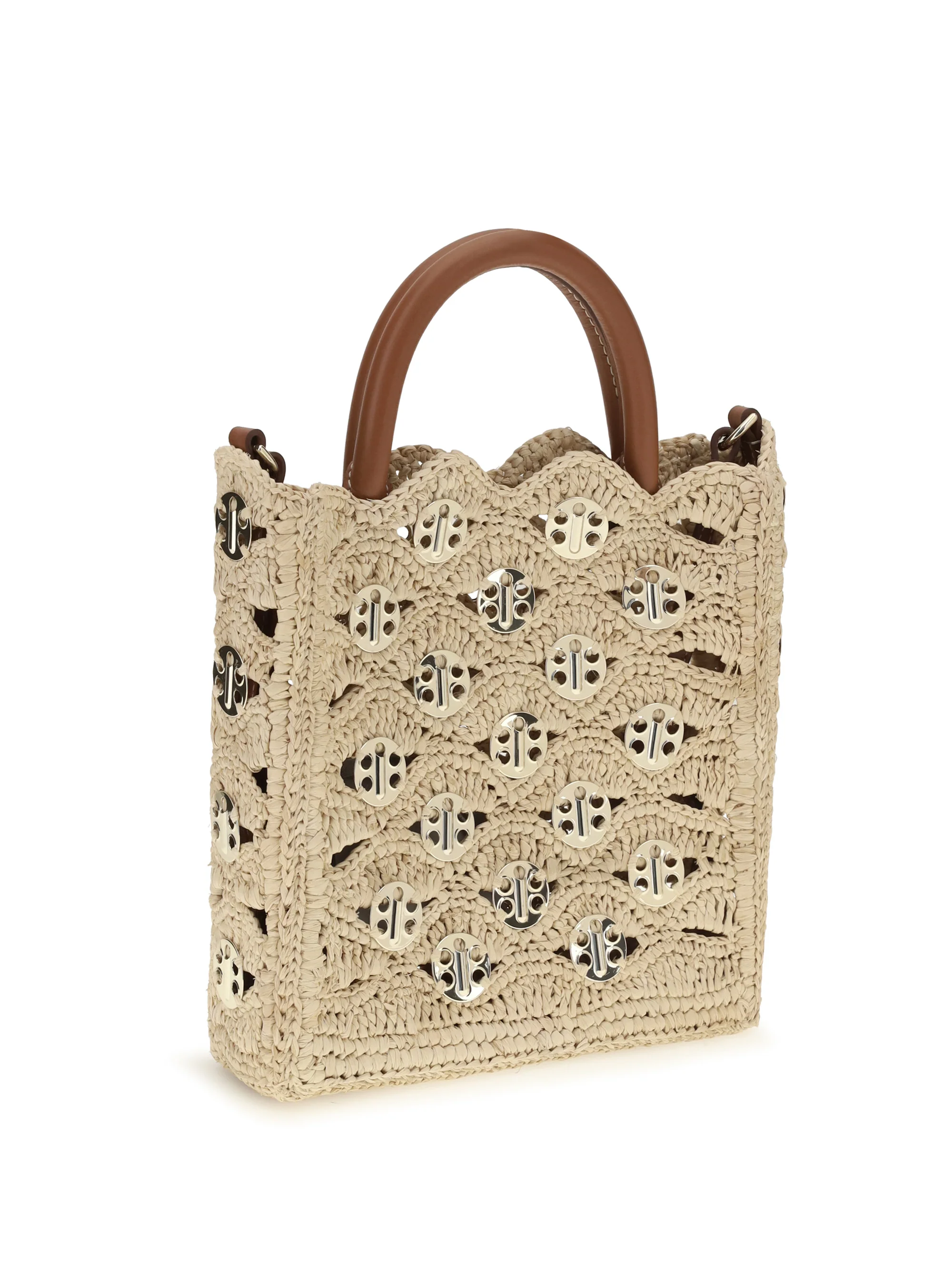 RABANNE OS 1969 disc raffia top-handle bag