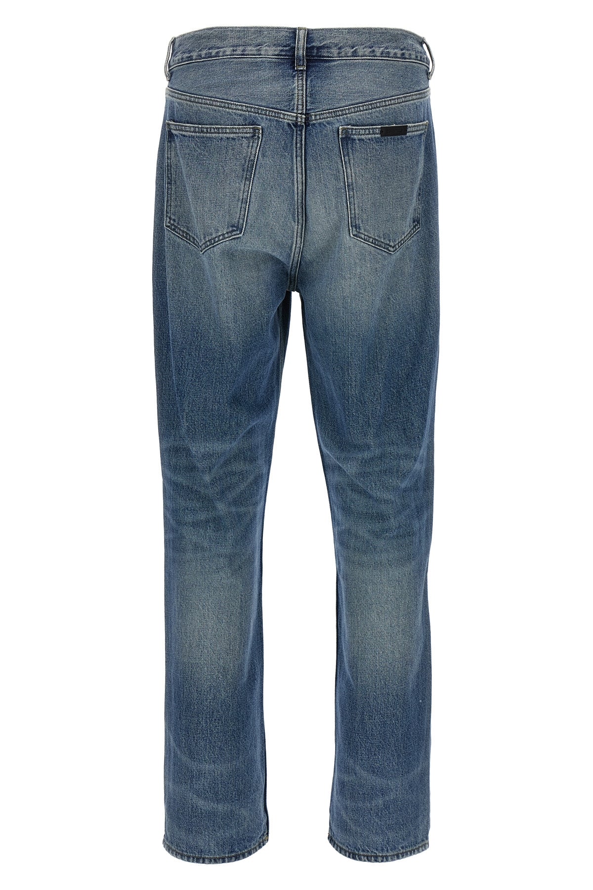 5 pocket stonewashed cotton denim jeans