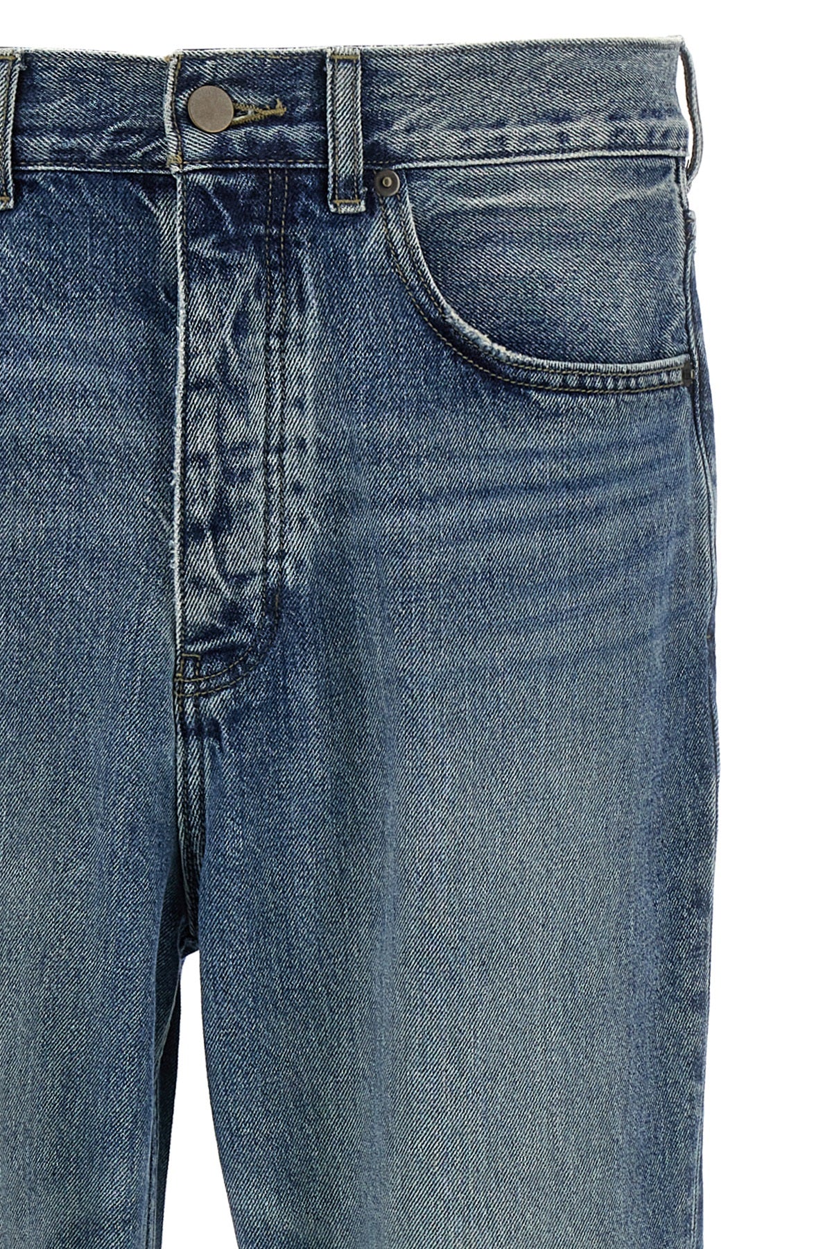5 pocket stonewashed cotton denim jeans