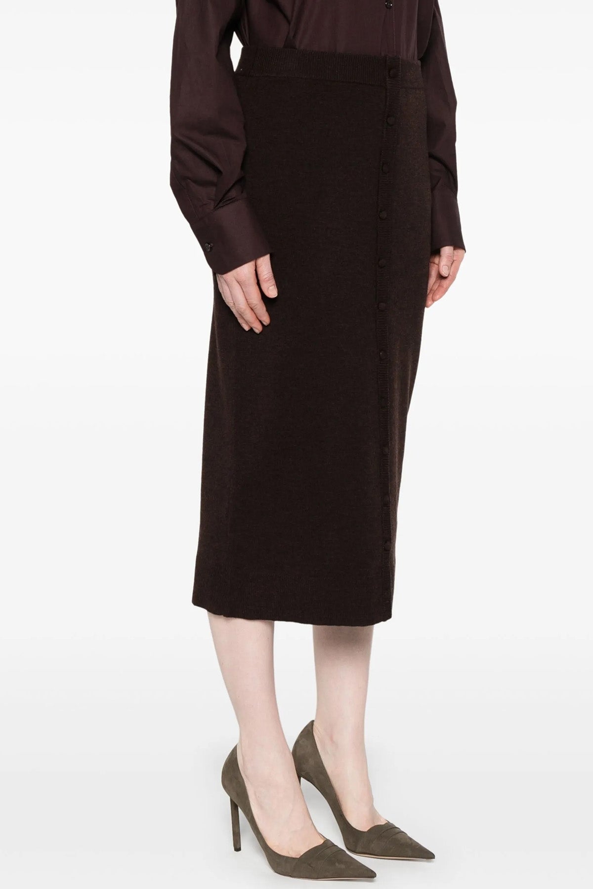 VICTORIA BECKHAM S midi skirt in slightly stretch wool knit