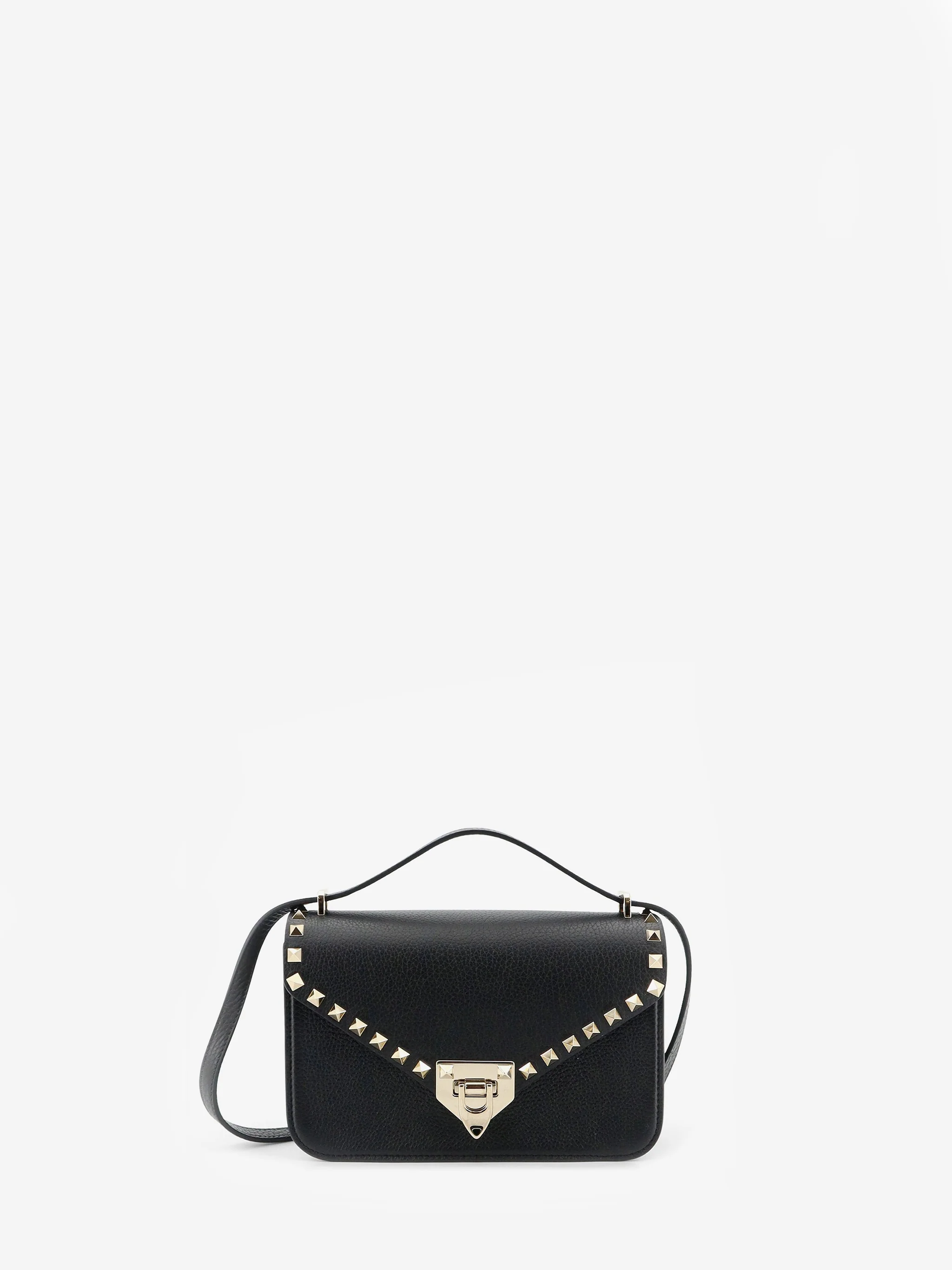 grained calfskin small rockstud crossbody bag