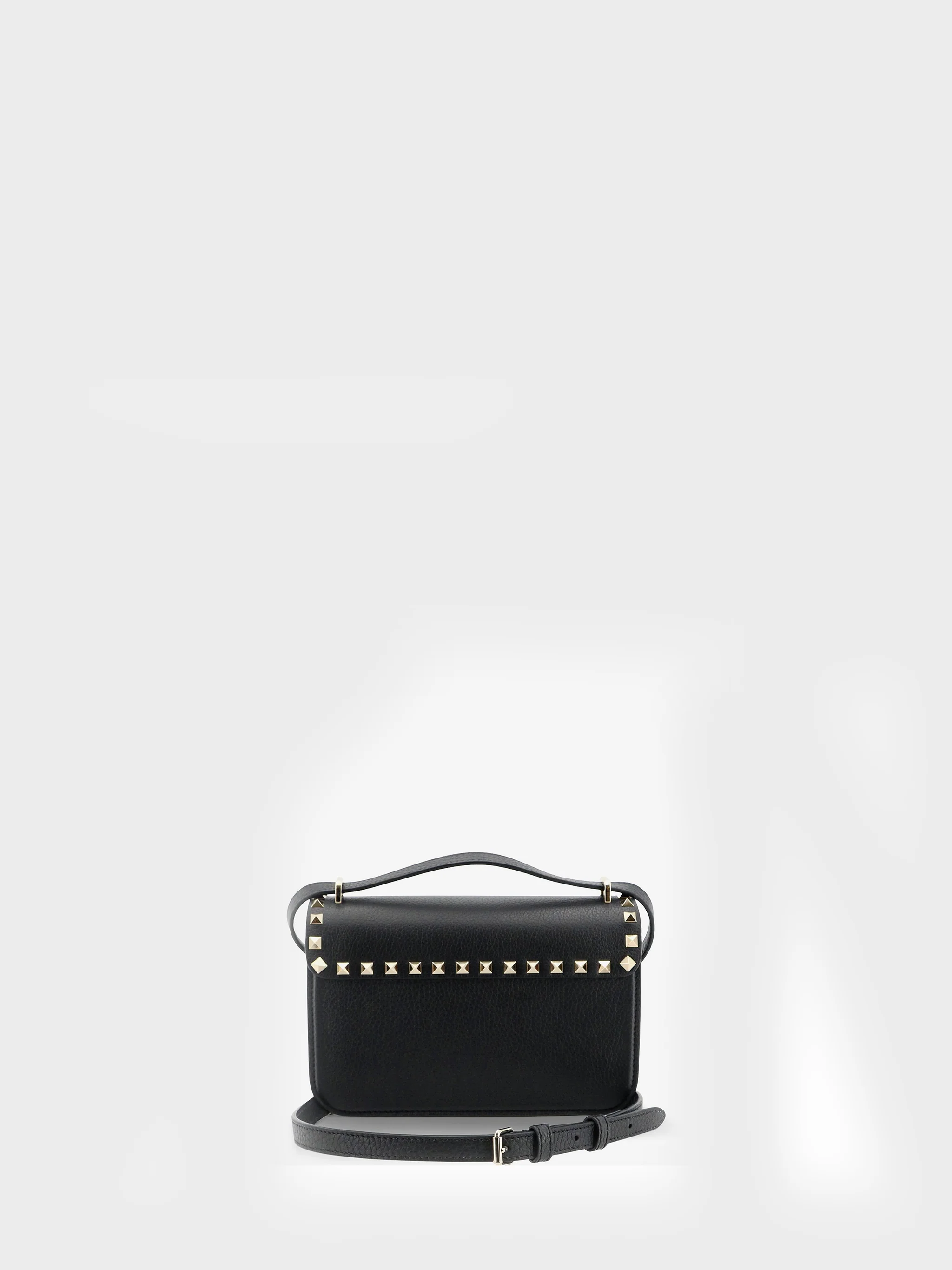 grained calfskin small rockstud crossbody bag