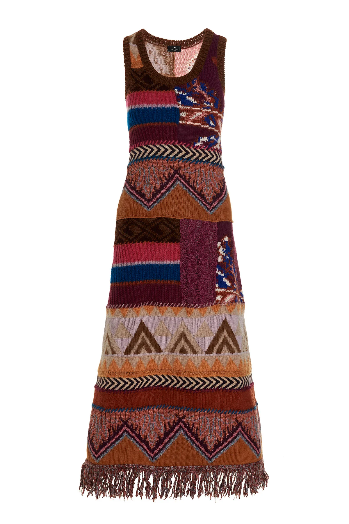 ETRO 38 elena long multicolor and multifantasia knit dress
